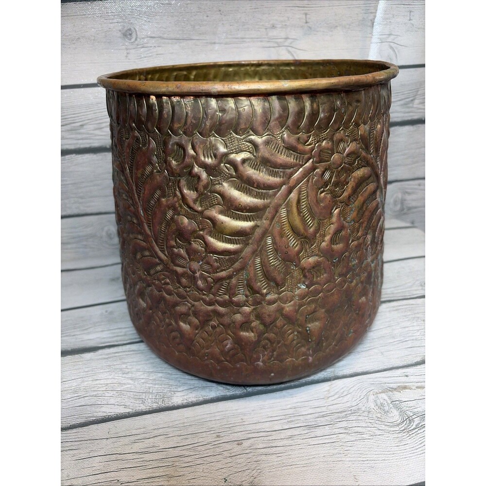 Antique Copper Brass LARGE Pot Jardiniere Middle Eastern Persian Turkish Mamluk